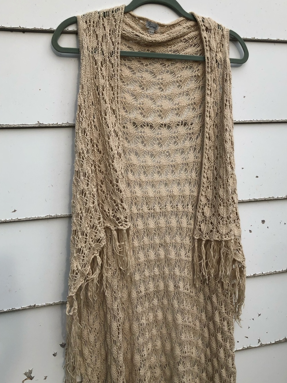 Y2K Boho Western Kismet Open-Knit Fringe Duster Blanket Vest Cowgirl Cardigan